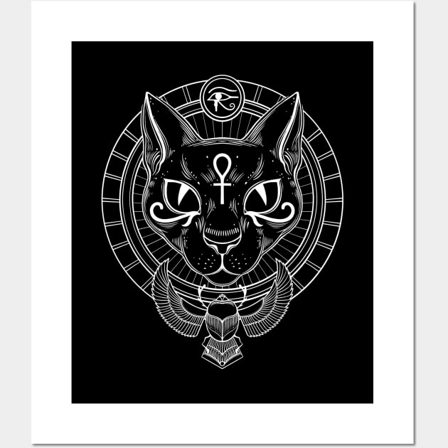 Bastet. Egyptian cat goddess Wall Art by OccultOmaStore